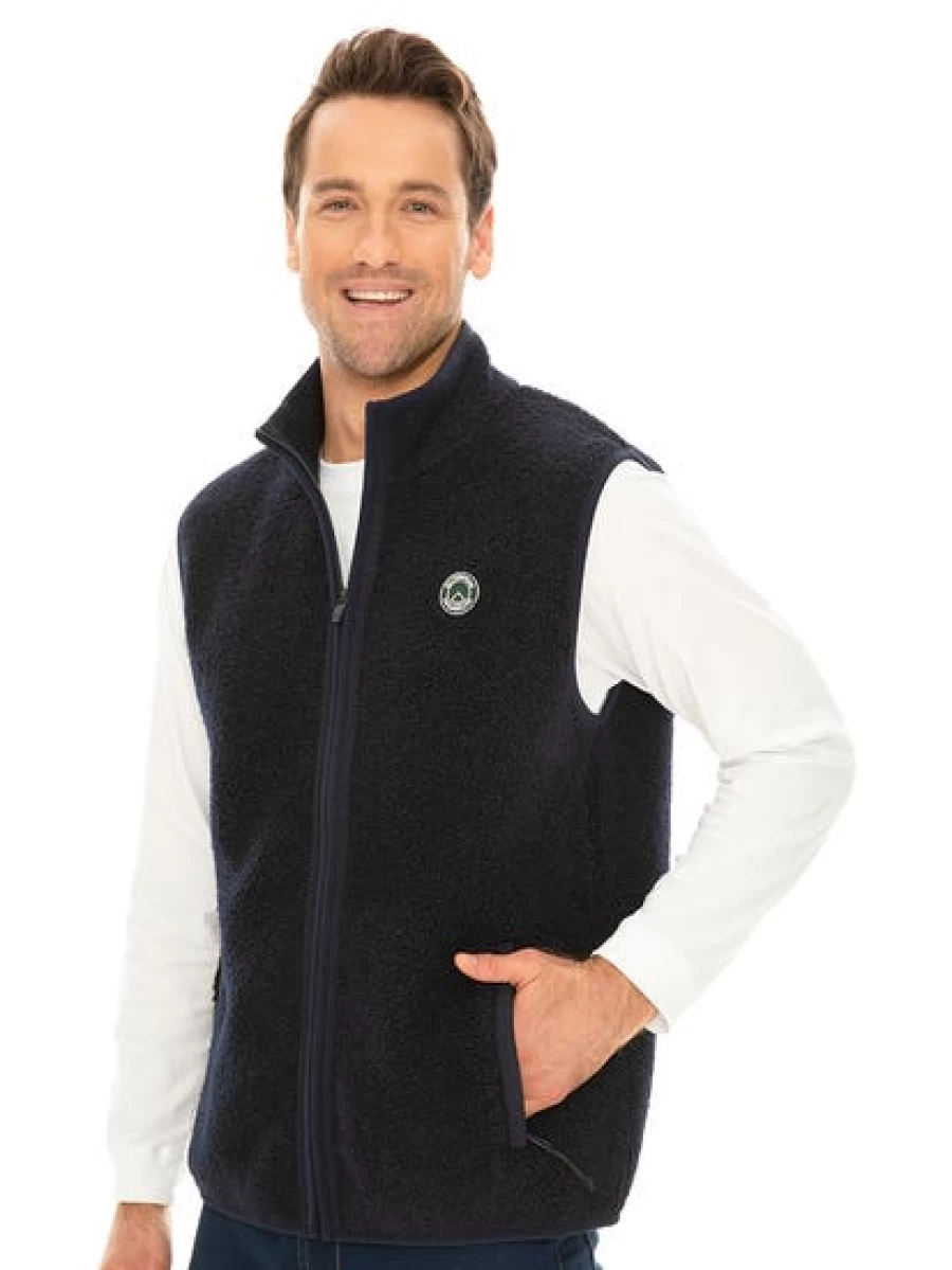 Outer Peak Men's Navy Blue Zip-Up Polar Fleece Vest for Outdoor Activities