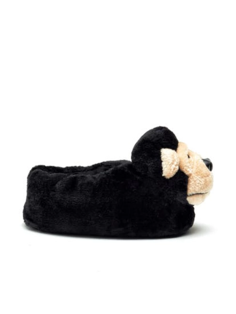 Lowes Men's Black Puppy Character Plush Slippers for Comfort and Style