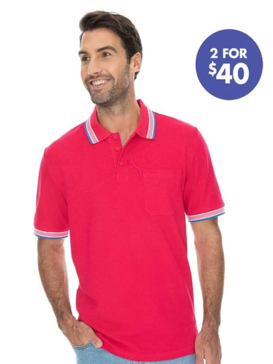 Lowes Men's Pink Cotton Polo Shirt - Classic Fit Casual Top