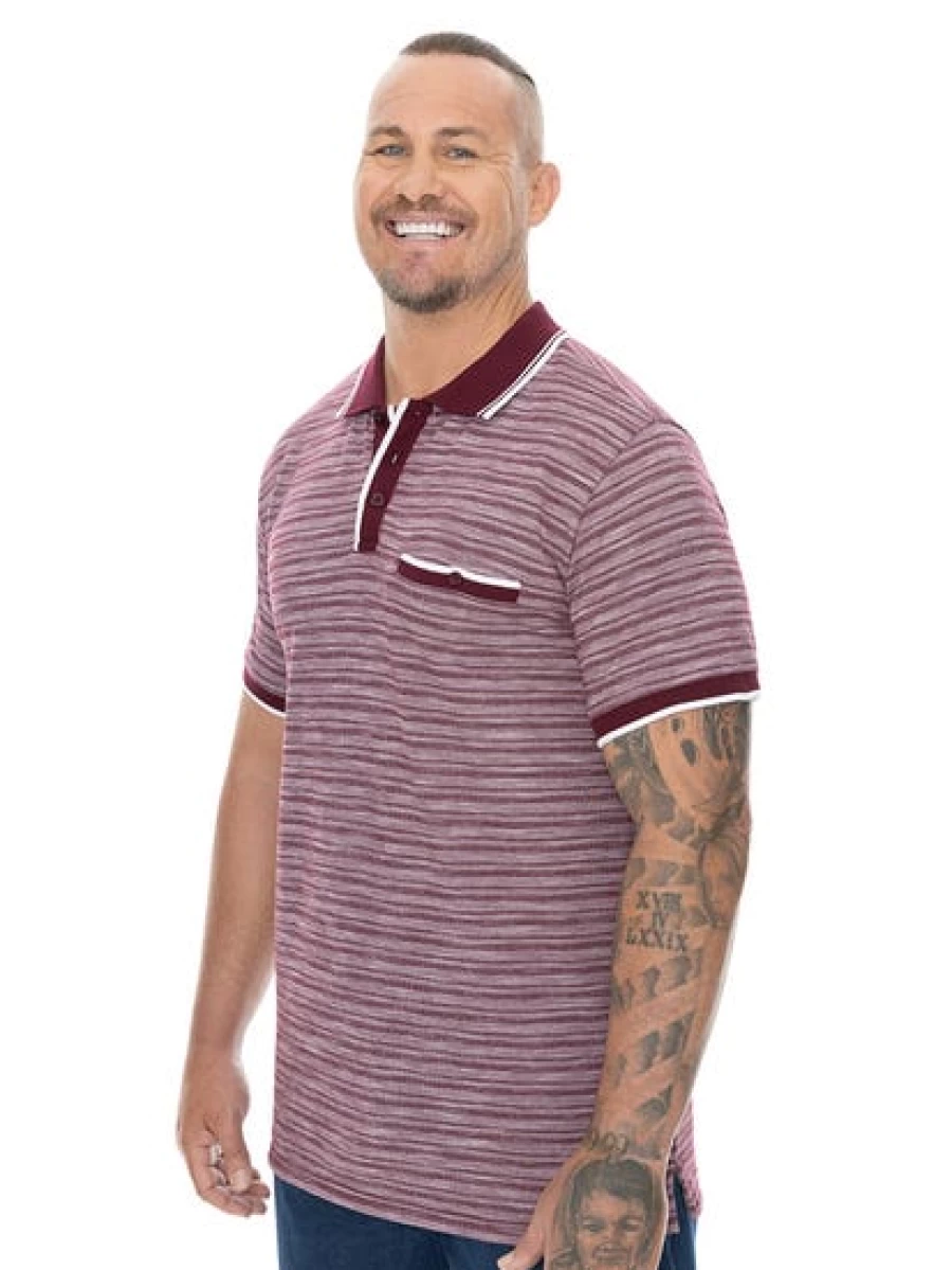 Built N Fit Men's Burgundy Polo Shirt - Big & Tall Fashion Top
