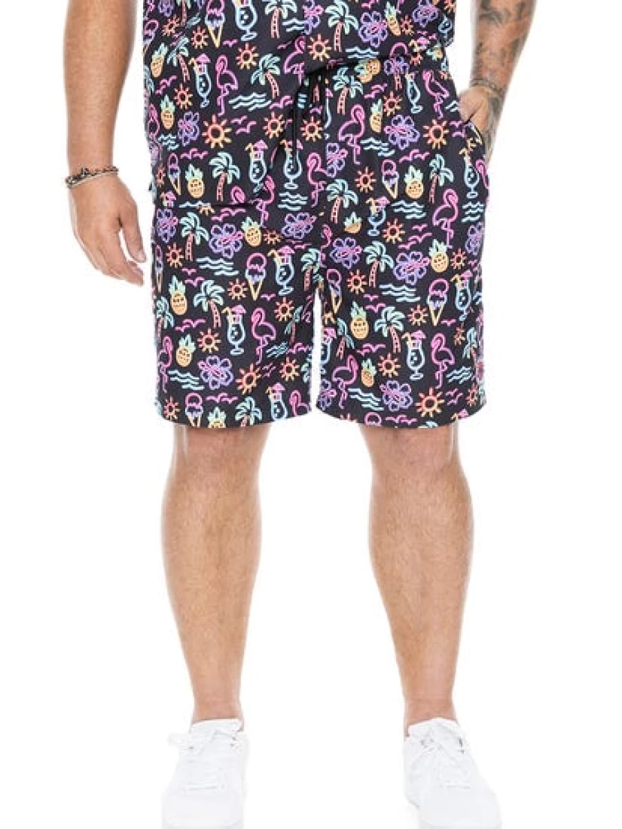BUILT N FIT Men's Bright Tropical Print Workout Shorts - Lightweight & Quick-Dry Gym Shorts for Men