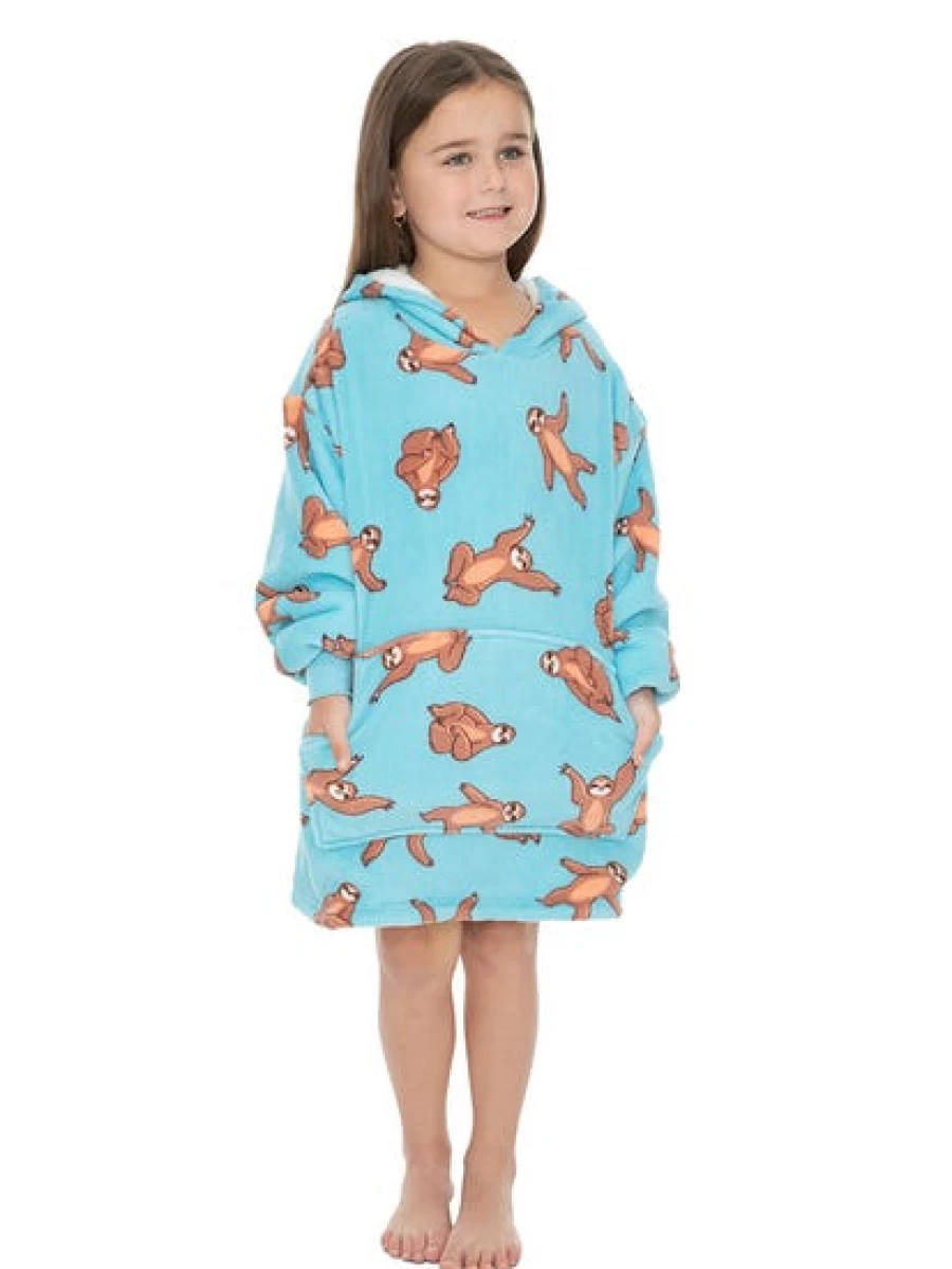 Lowes Men's Oversized Hoodie Blanket with Sloth Print - Cozy Fleece Lounge Wear