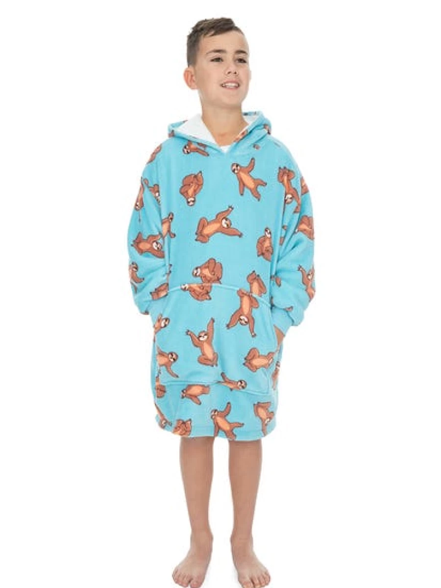 Lowes Men's Oversized Hoodie Blanket with Sloth Print - Cozy Fleece Lounge Wear
