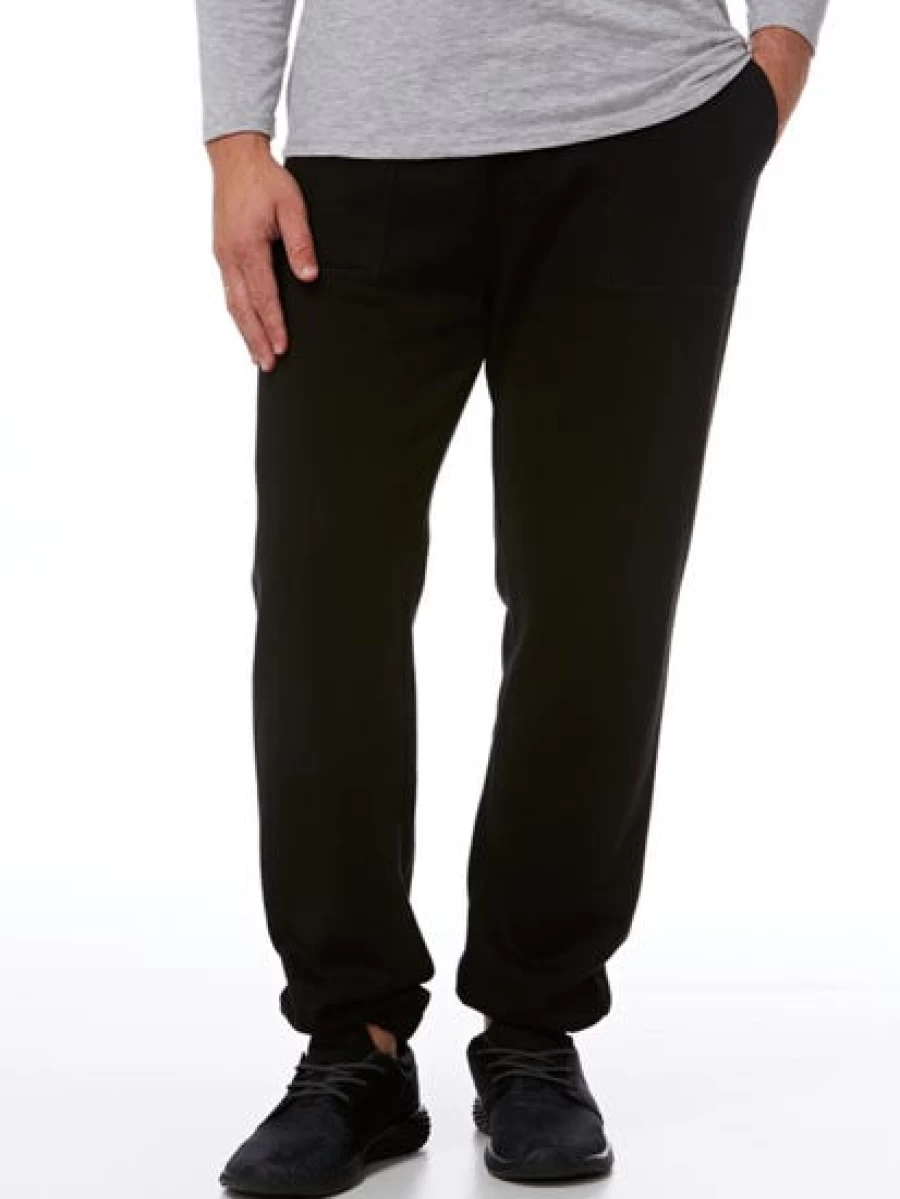 Lowes Men's Black Relaxed Fit Fleece Track Pants - Comfortable Casual Lounge Wear