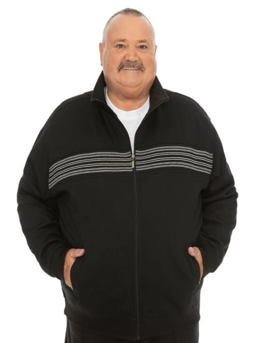 DBK Men's Black Zip-Through Jacket for Big & Tall - Heavyweight Winter Coat