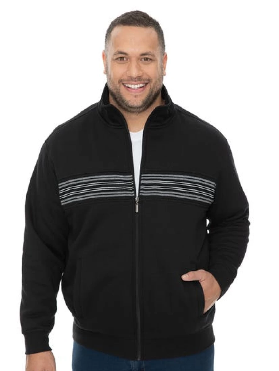 DBK Men's Black Zip-Through Jacket for Big & Tall - Heavyweight Winter Coat