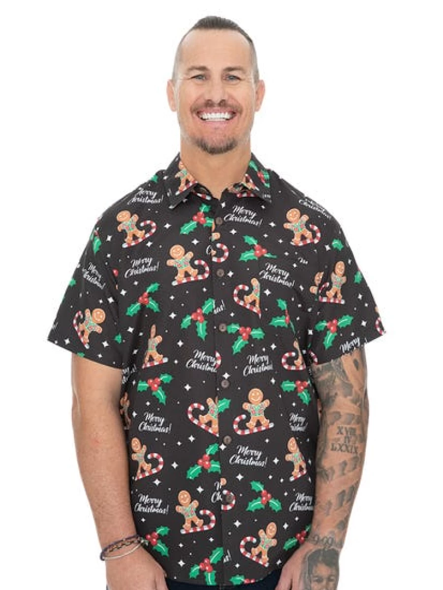 DBK Men's Christmas Hawaiian Shirt - Built N Fit Holiday Aloha Shirt for Men