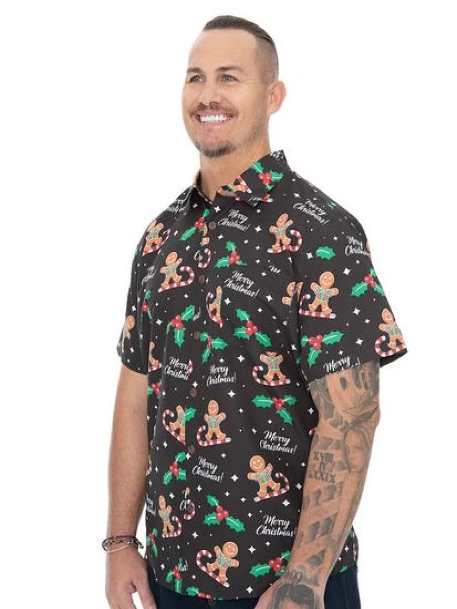 DBK Men's Christmas Hawaiian Shirt - Built N Fit Holiday Aloha Shirt for Men
