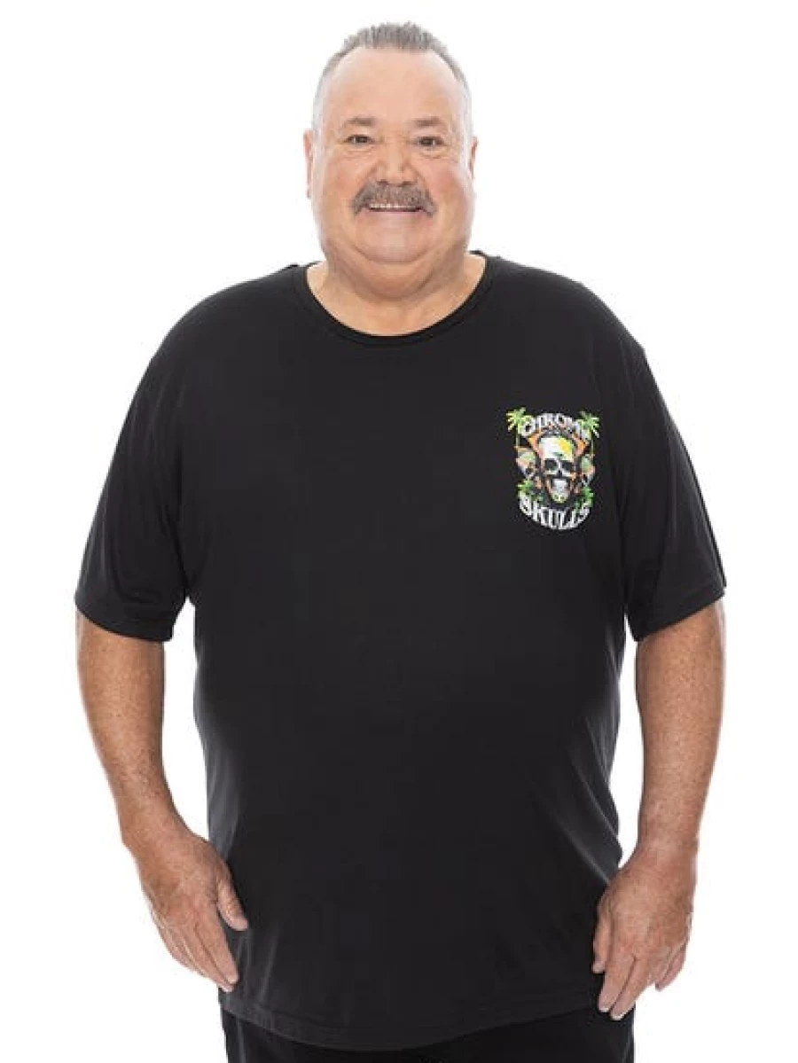 Built N Fit Men's Chrome Skull Graphic Tee - Big & Tall Skull Print T-Shirt for Men