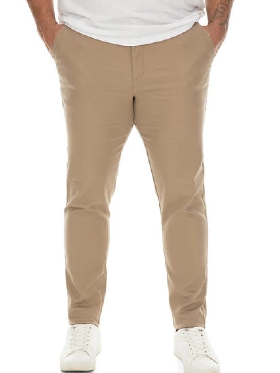 Men's Slim Fit Super Stretch Chinos Brown by Traders - Comfortable Stretchable Casual Pants