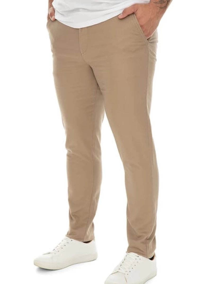 Men's Slim Fit Super Stretch Chinos Brown by Traders - Comfortable Stretchable Casual Pants