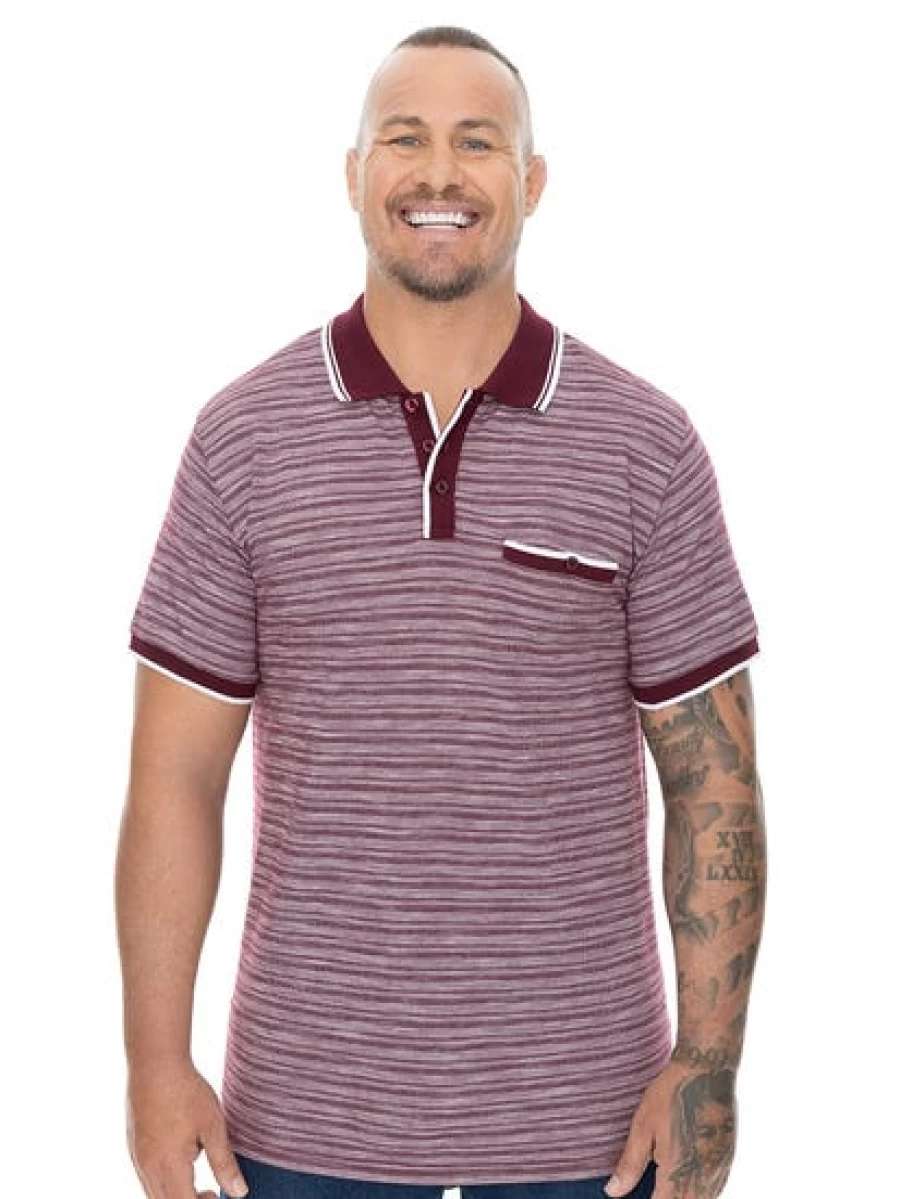 Built N Fit Men's Burgundy Polo Shirt - Big & Tall Fashion Top