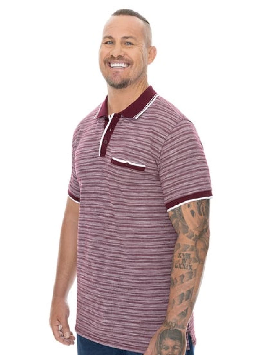 Built N Fit Men's Burgundy Polo Shirt - Big & Tall Fashion Top