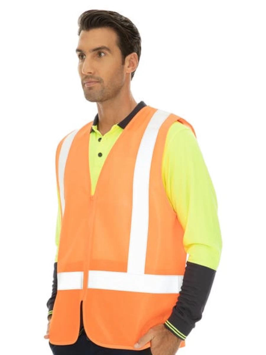 Lowes Men's High Visibility Orange Safety Vest with Zip Front