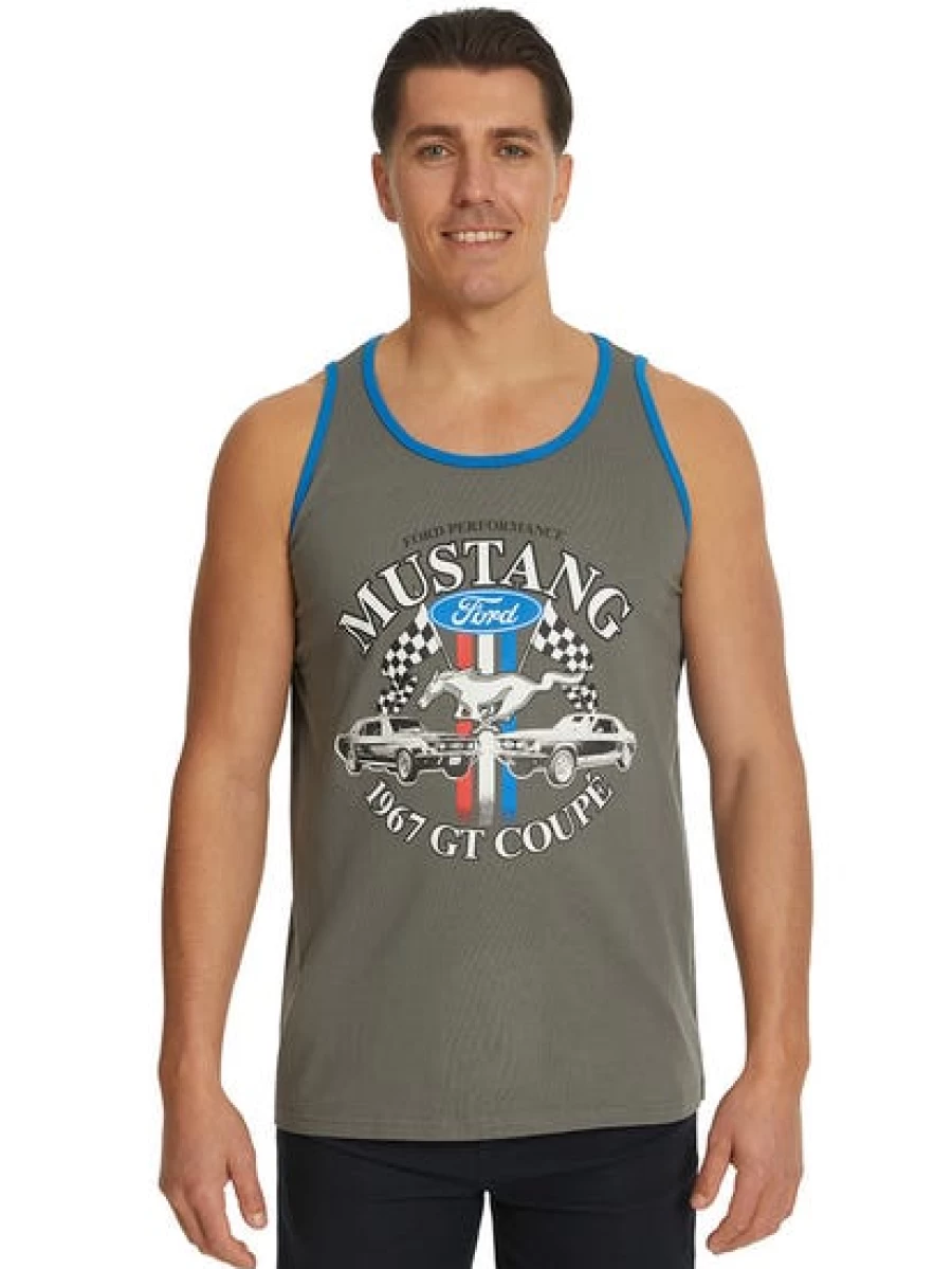 Licensed Ford Mustang Logo Men's Grey Tank Top - Official Merchandise