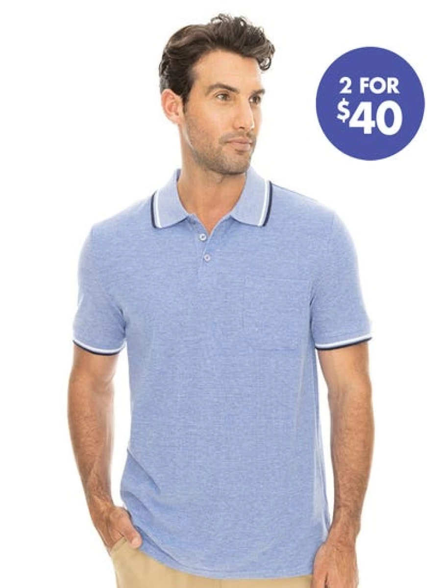 Lowes Men's Blue Knitted Casual Polo Shirt for Comfortable Stylish Wear