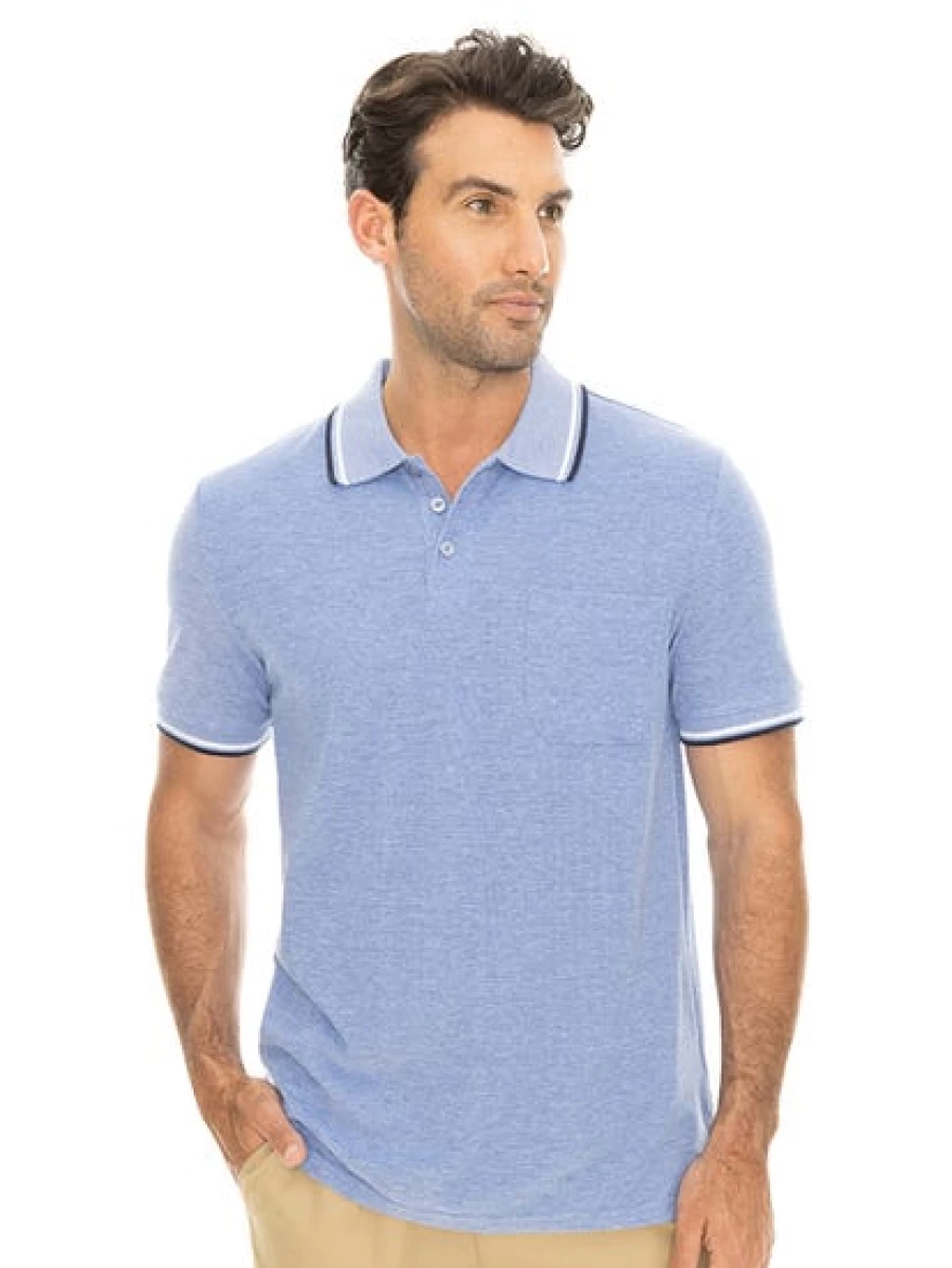 Lowes Men's Blue Knitted Casual Polo Shirt for Comfortable Stylish Wear