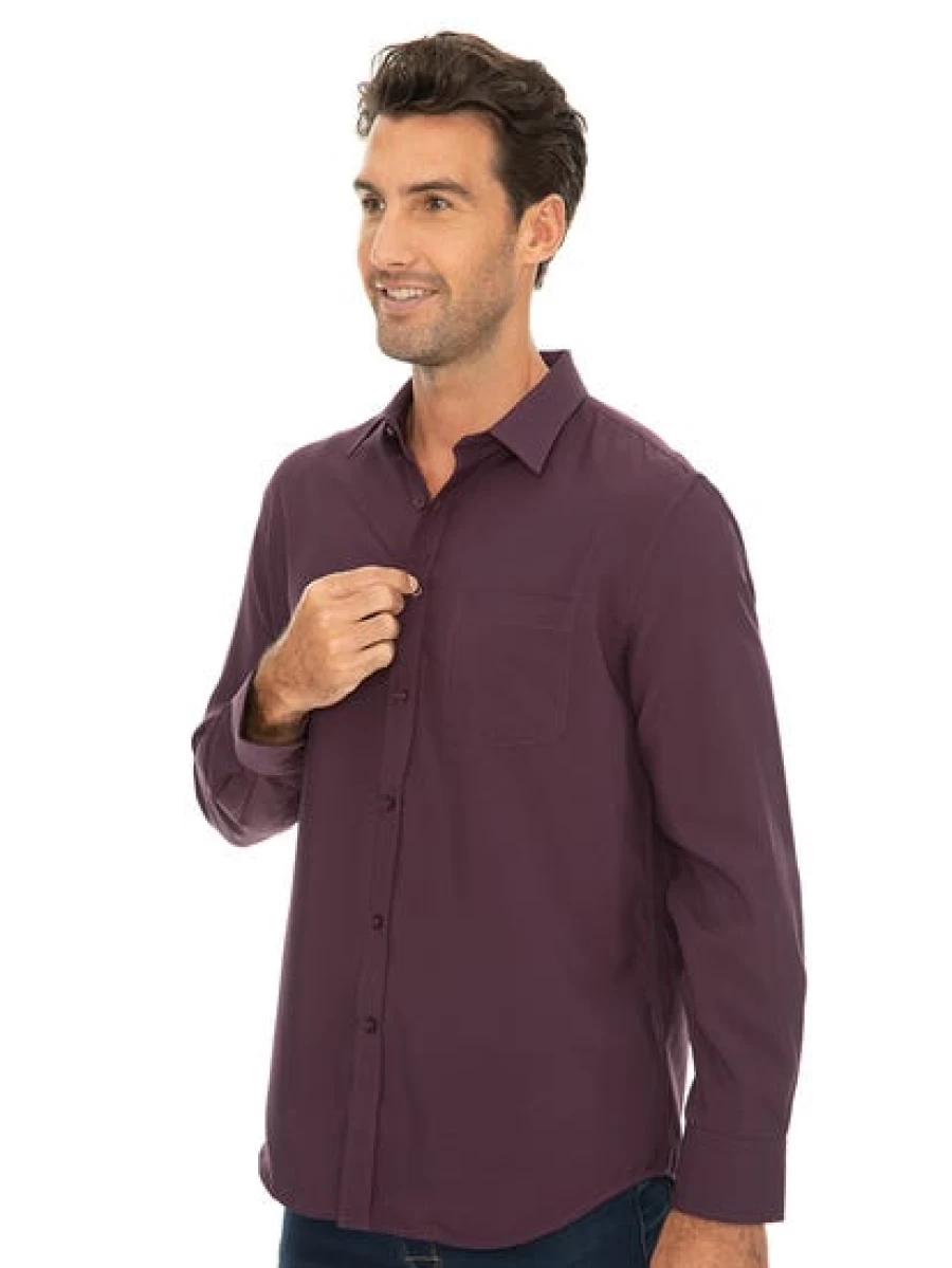 Lowes Men's Burgundy Microfiber Dress Shirt for Business Casual Wear