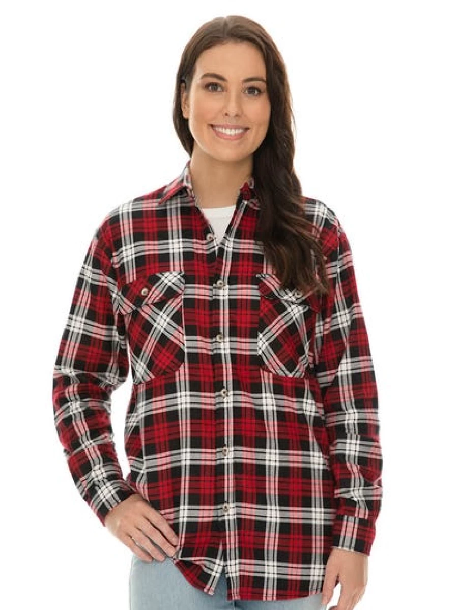 Lowes Men's & Women's Red Checkered Flannel Shirt - Soft Plaid Long Sleeve Top