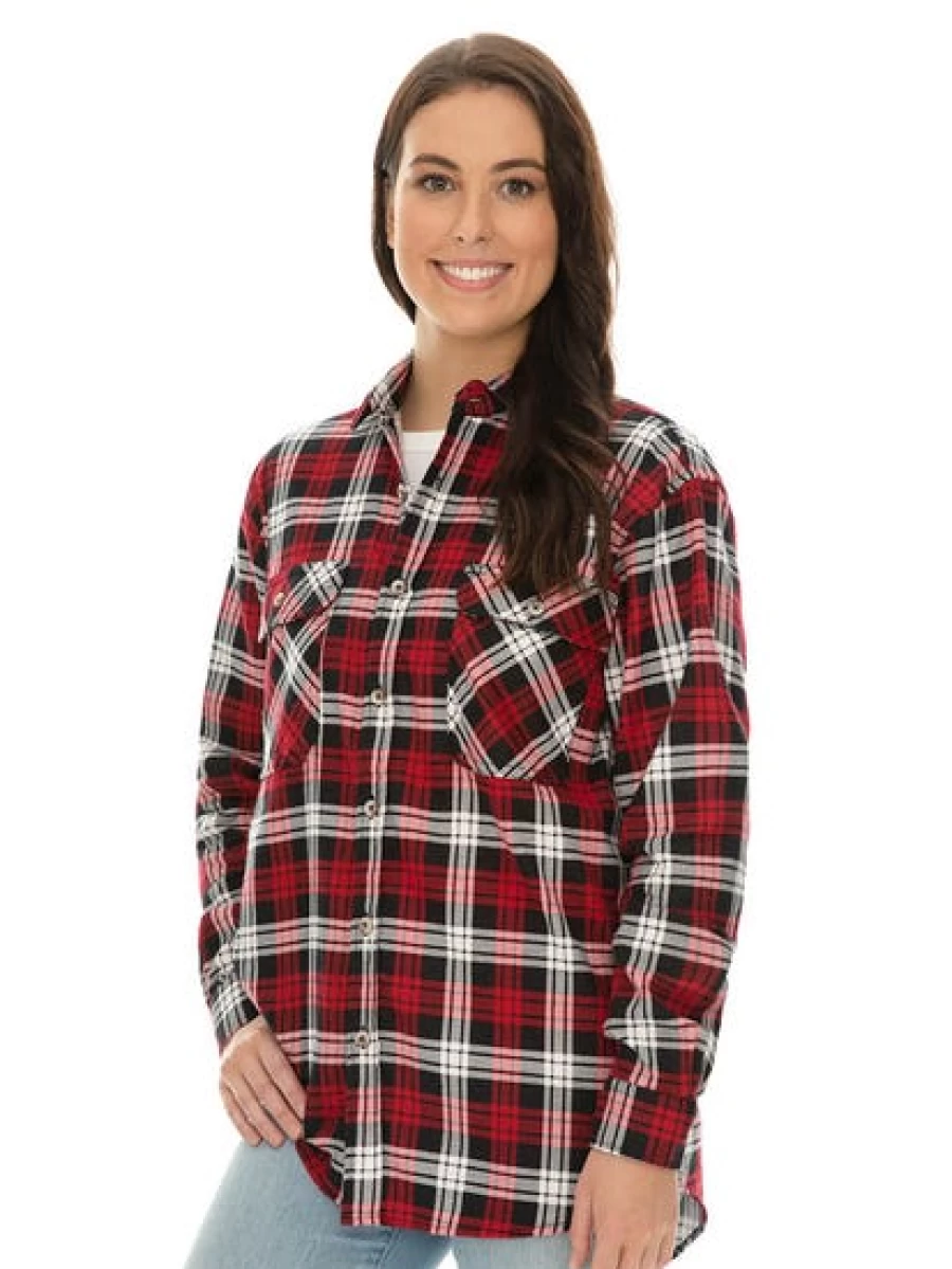Lowes Men's & Women's Red Checkered Flannel Shirt - Soft Plaid Long Sleeve Top