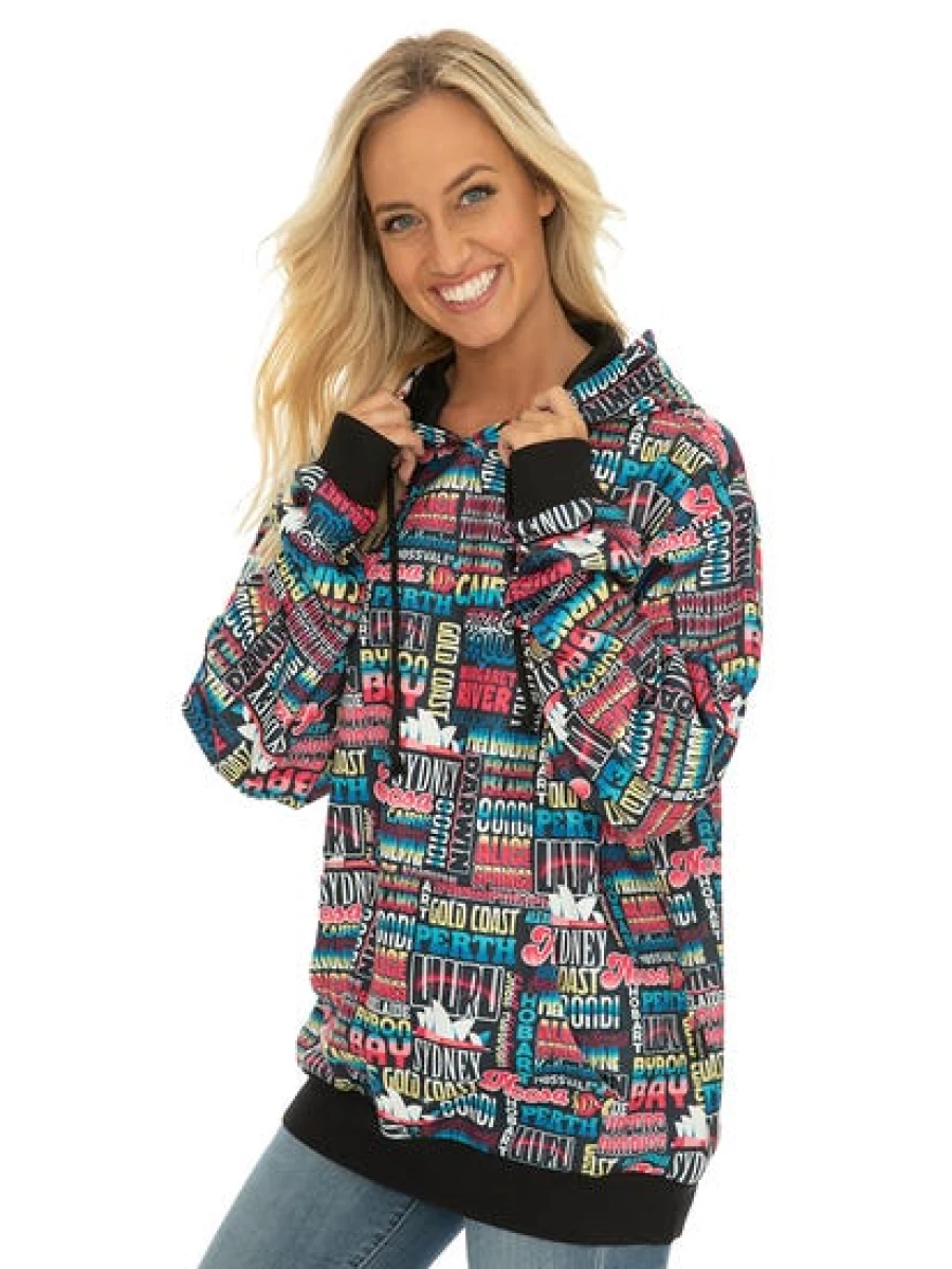 Trojan Unisex Black Australian Cities Hoodie - Comfortable Urban Streetwear
