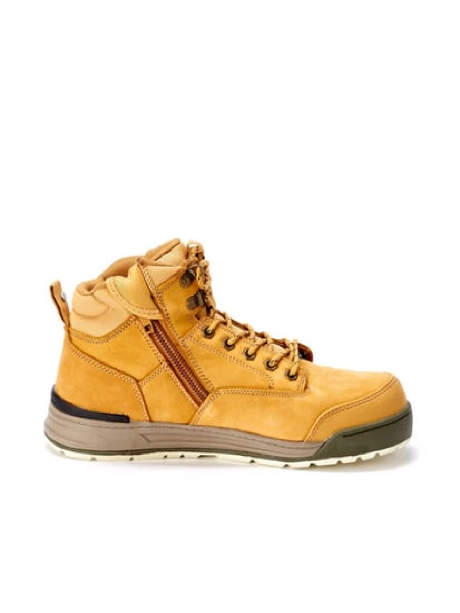 Lowes Men's Hard Yakka 3056 Wheat Lace-Up Zip Boots Work Safety Footwear