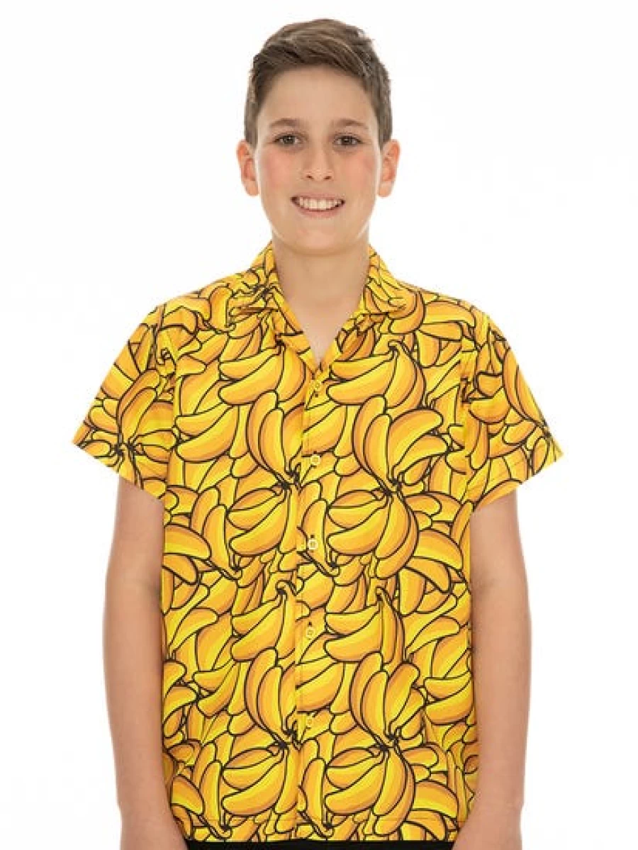 Riley Adams Kids Bright Yellow Banana Print Short Sleeve T-Shirt