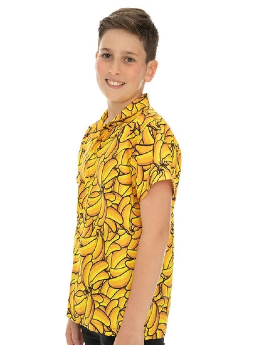 Riley Adams Kids Bright Yellow Banana Print Short Sleeve T-Shirt