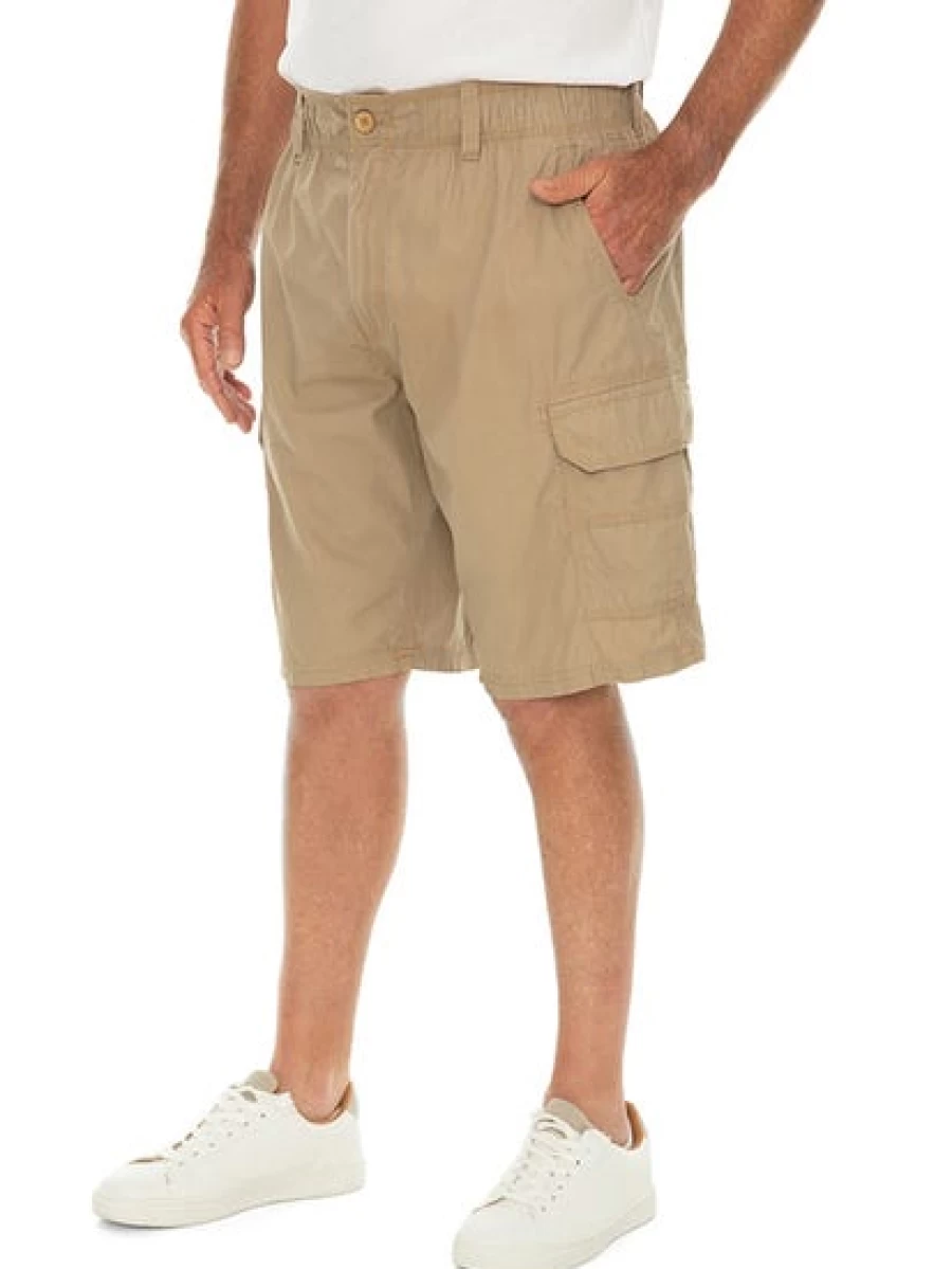 Men's Beige Ripstop Cargo Shorts with Elastic Waist by Elliotts - Durable & Lightweight Outdoor Casual Shorts