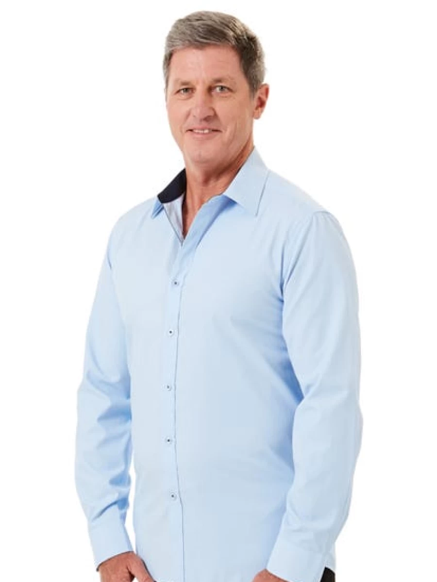 Lowes Men's Blue Dobby Dress Shirt - Premium Formal Wear for Men