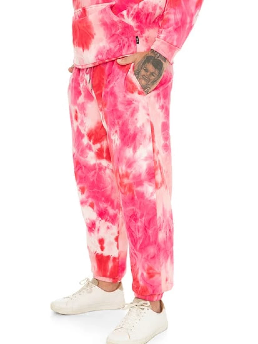 BUILT N FIT Men's Big & Tall Hot Pink Tie-Dye Jogger Pants - Comfortable Trackpants for Casual Wear