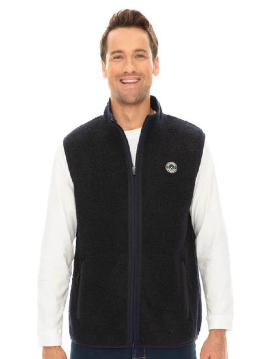 Outer Peak Men's Navy Blue Zip-Up Polar Fleece Vest for Outdoor Activities