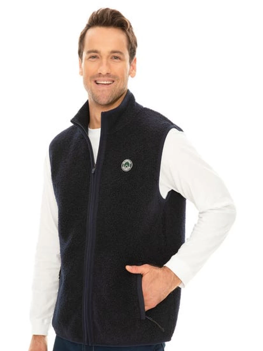 Outer Peak Men's Navy Blue Zip-Up Polar Fleece Vest for Outdoor Activities
