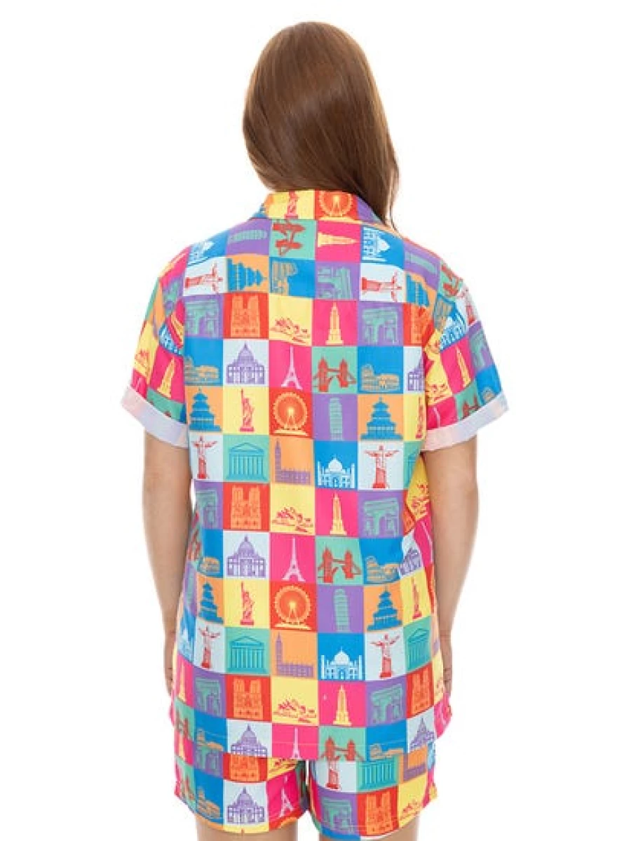 Pacifica Men's Matching Party Shirt - Multi Destination Print - Stylish & Comfortable