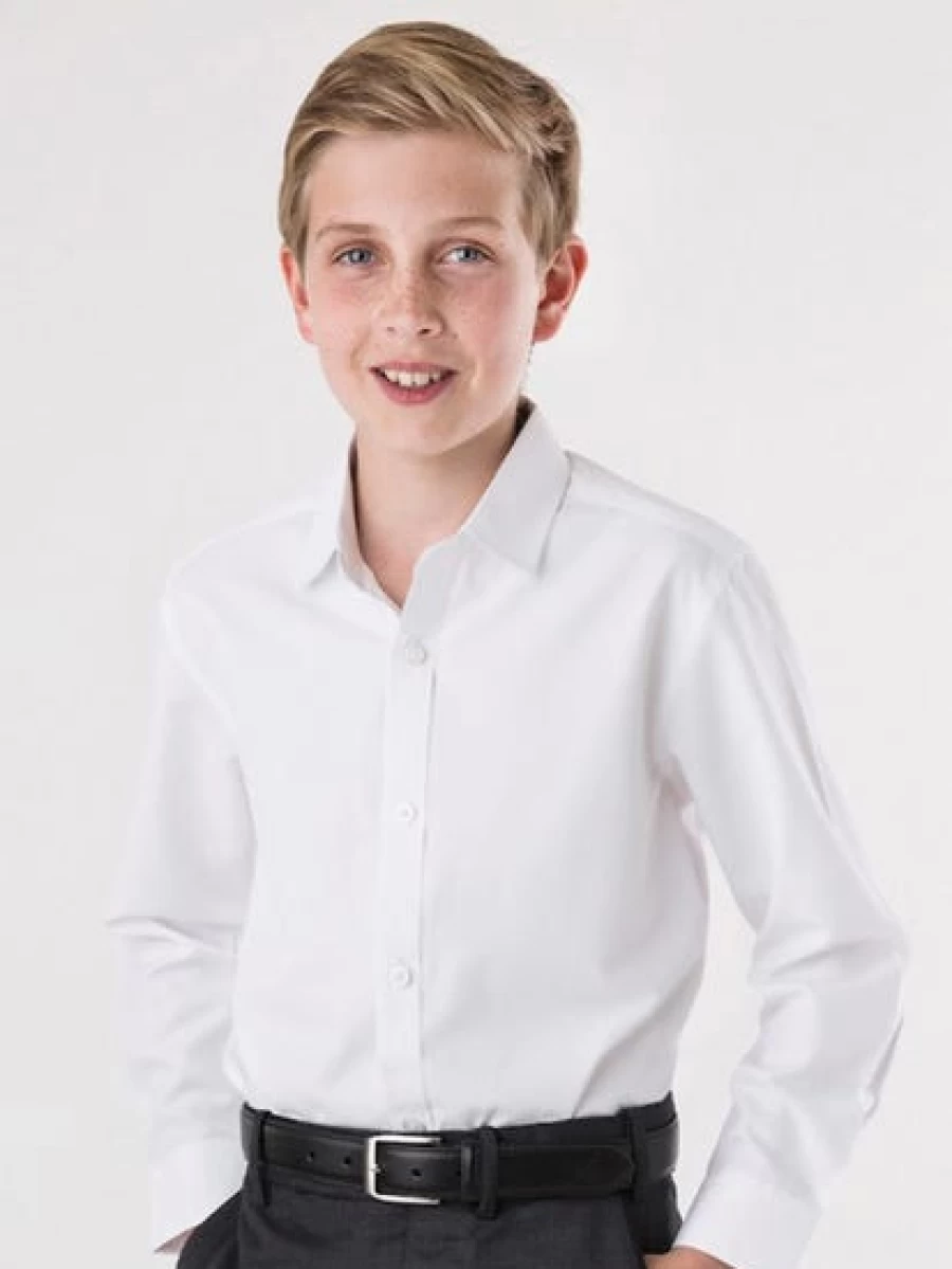 Men's Long Sleeve Lowes White Microfibre Dress Shirt - Classic Fit Formal Wear