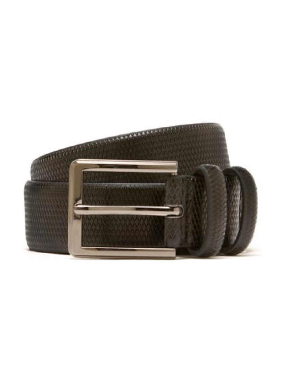 Lowes Men's Black Split Leather Belt with Embossed Traders Design