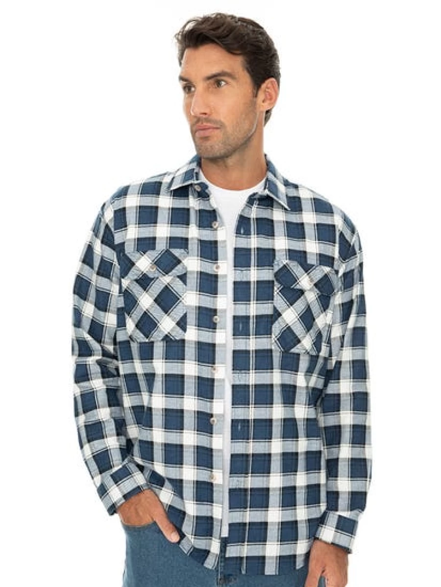 Lowes Men's Blue Flannelette Shirt - Soft Comfortable Casual Wear