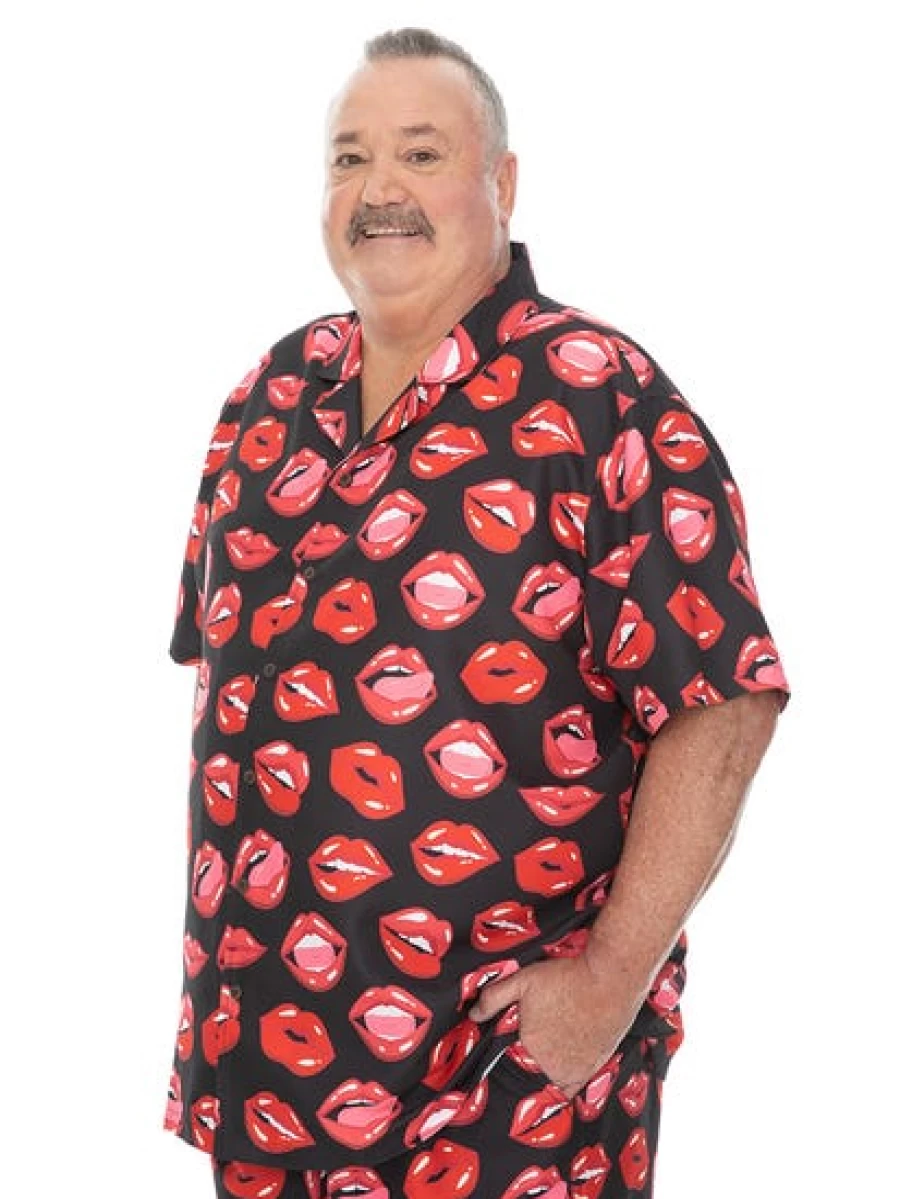 Riley Adams Men's Big & Tall Short Sleeve Hawaiian Shirt with Lip Print Party Design