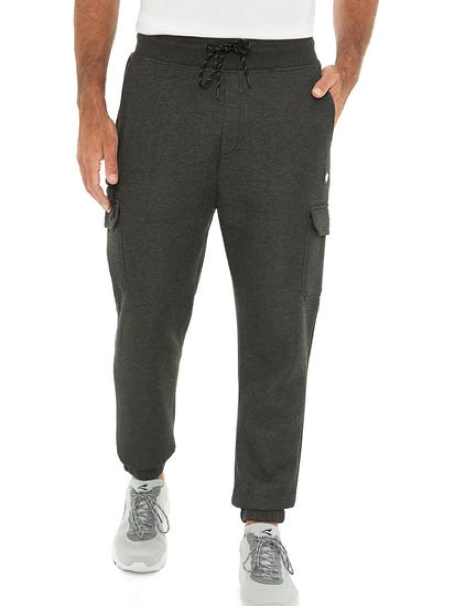 Men's TROJAN Cargo Track Pants with Side Zips - Charcoal Marle Joggers for Active Wear
