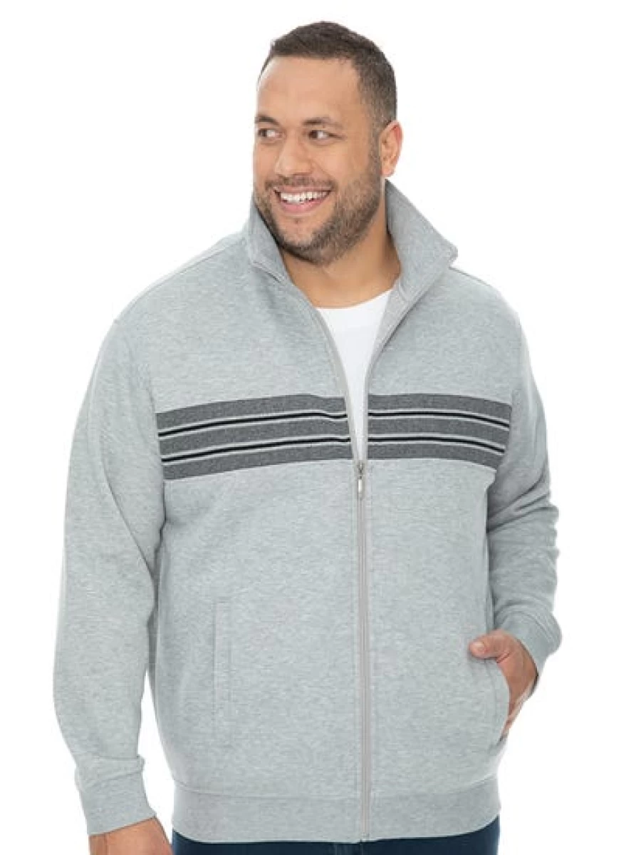 DBK Men's Big & Tall Zip-Through Fleece Jacket - Light Grey Outerwear