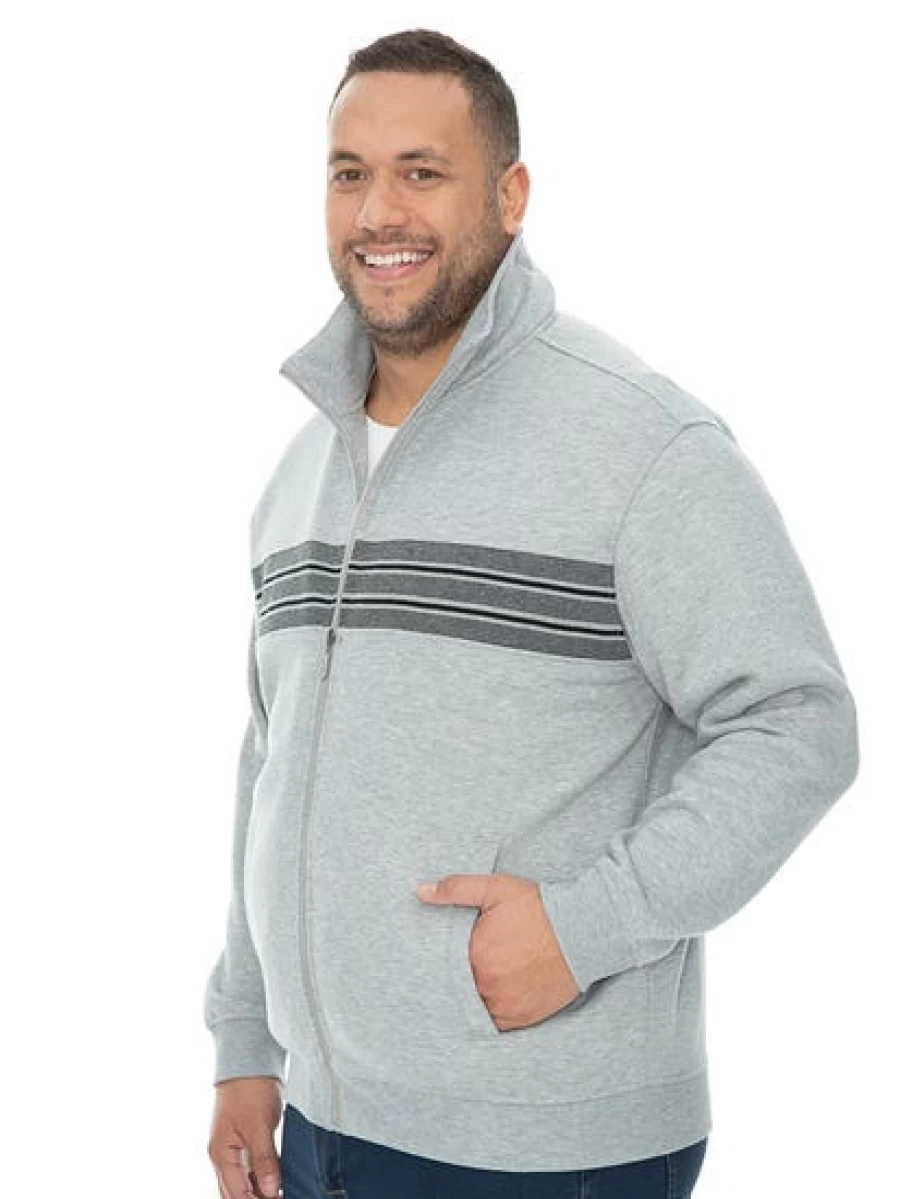 DBK Men's Big & Tall Zip-Through Fleece Jacket - Light Grey Outerwear