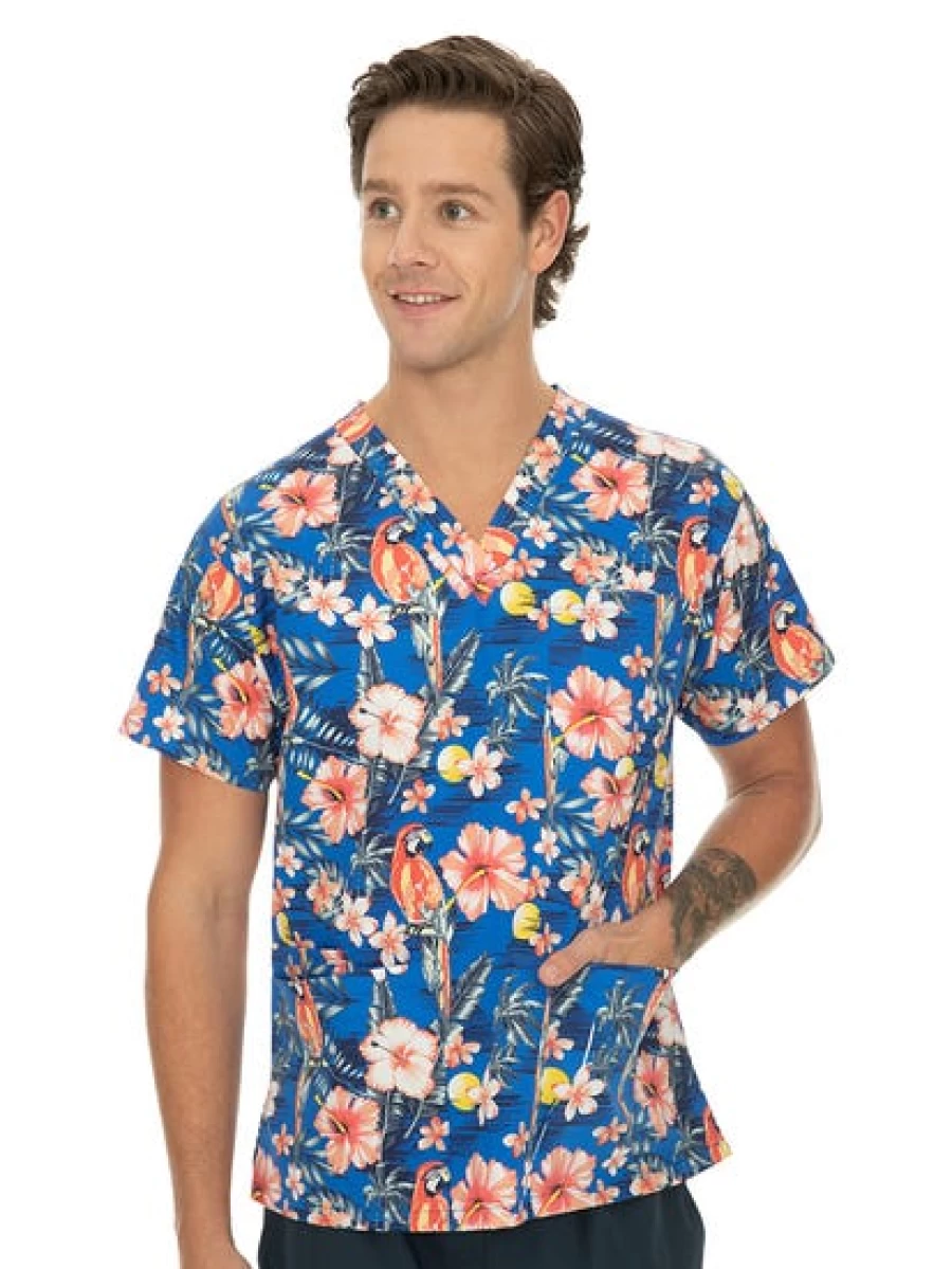 Lowes Men's Hospital Scrubs - Cobalt Parrot Medical Uniform for Healthcare Professionals