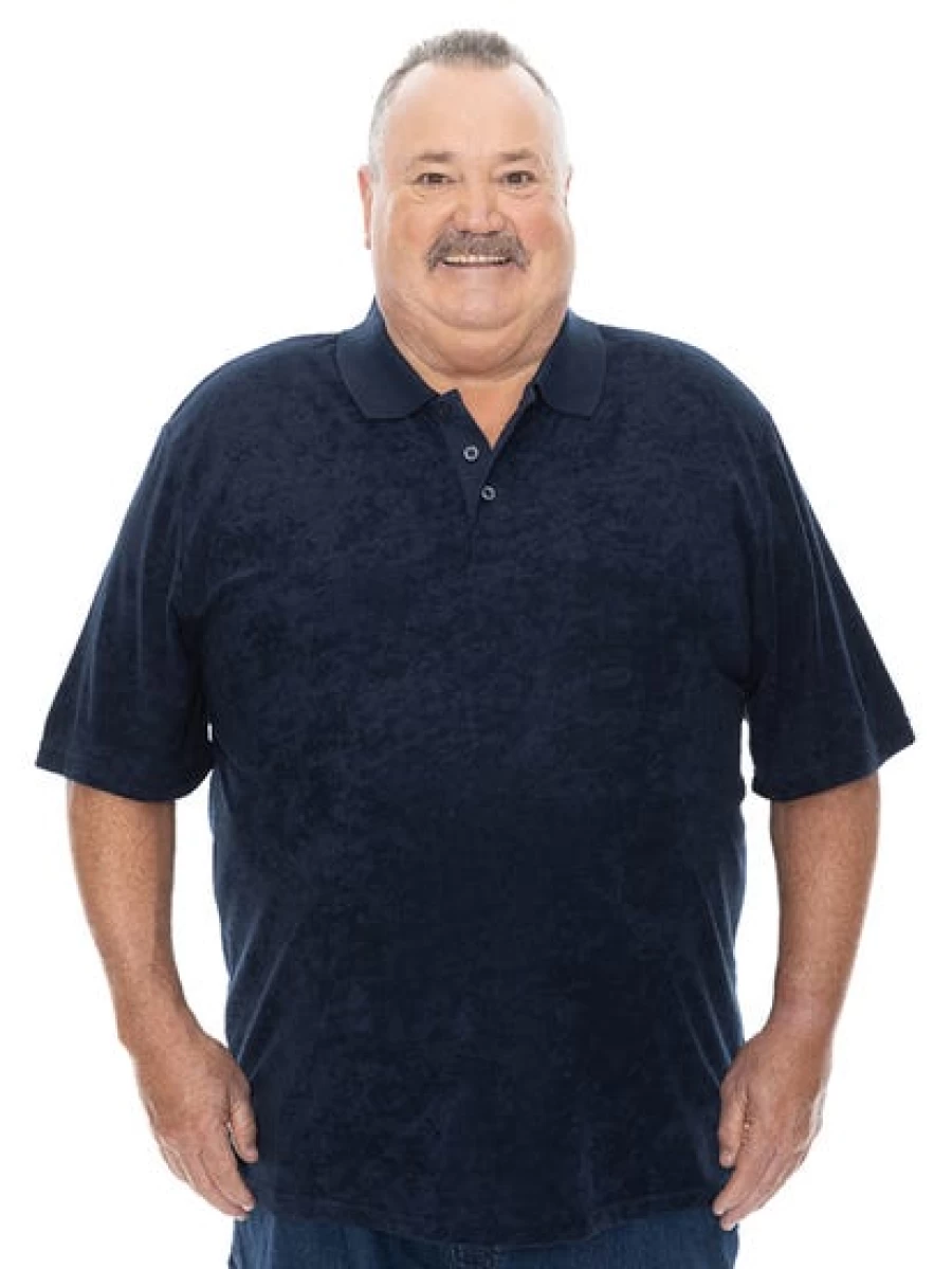 Built N Fit Men's Navy Terry Polo Shirt - Big & Tall Comfort Top