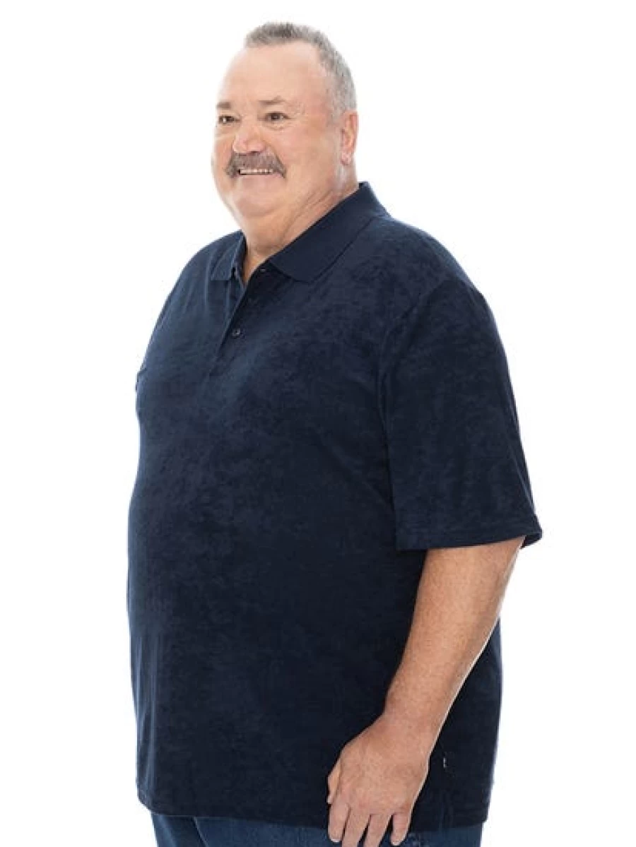 Built N Fit Men's Navy Terry Polo Shirt - Big & Tall Comfort Top