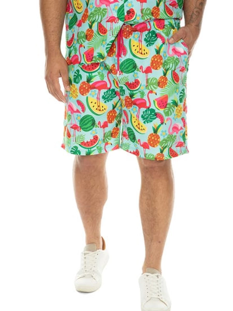 Riley Adams Men's Big & Tall Fruity Flamingo Party Shorts for Casual & Fun Outings