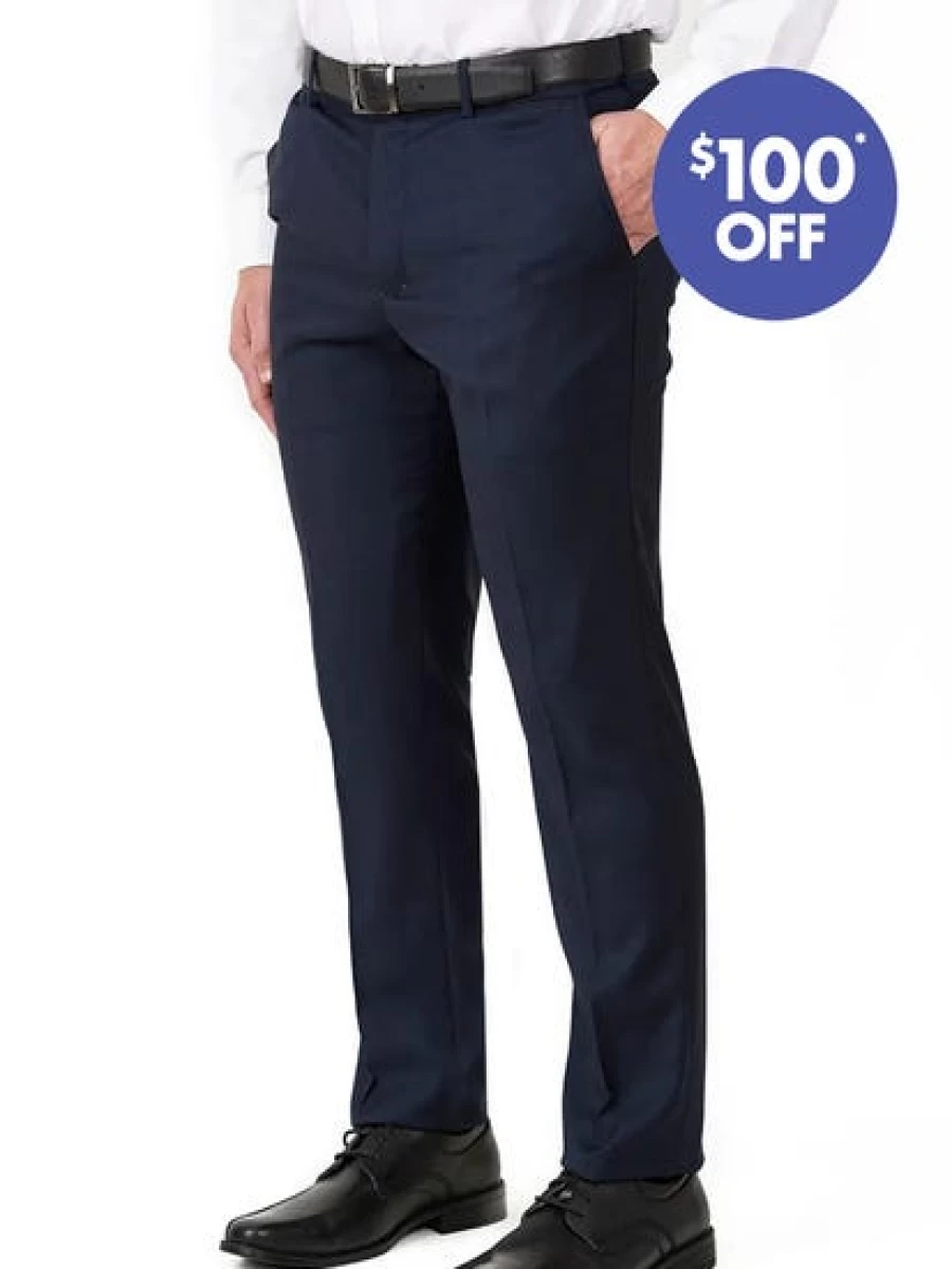 Perizzi Men's Navy Slim Fit Suit Trousers for Business Formal Wear