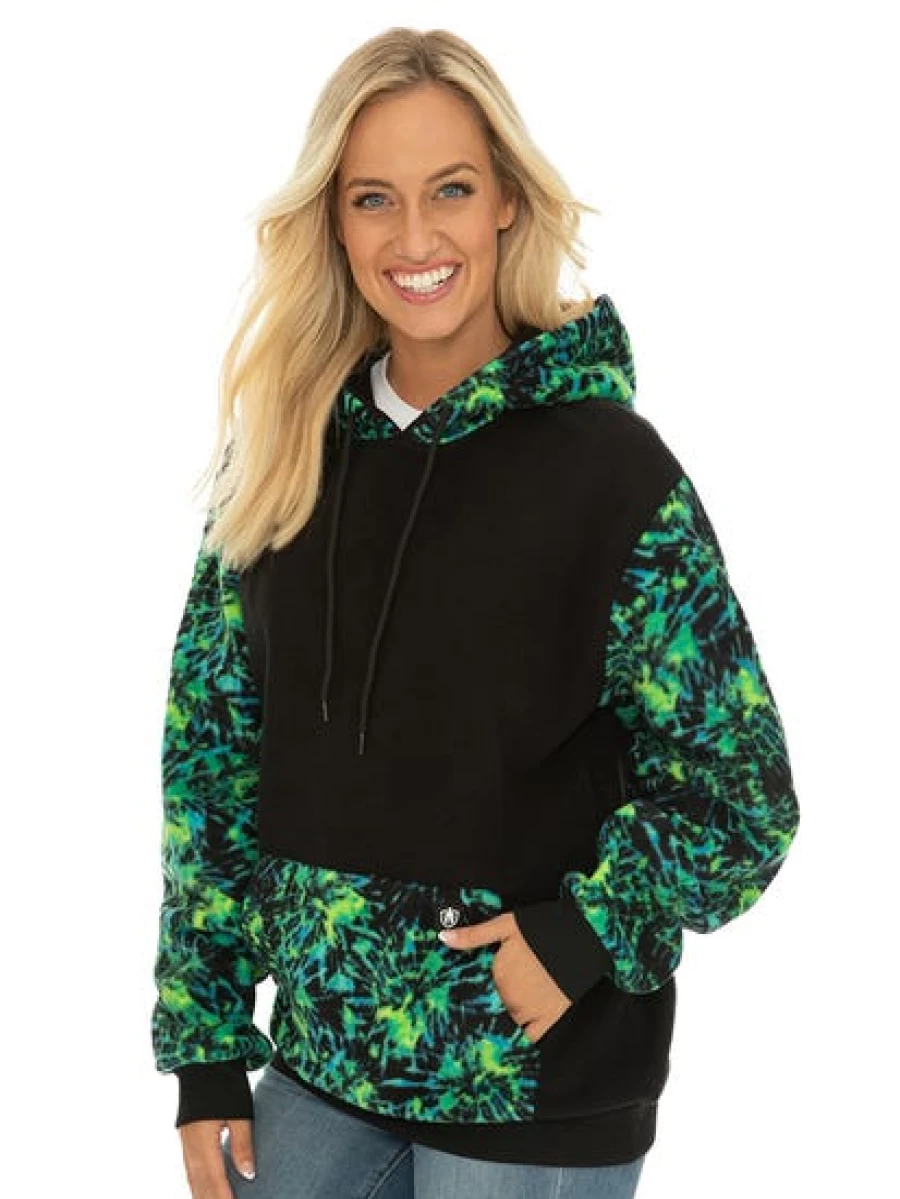Trojan Unisex Fleece Hoodie for Men & Women - Black & Aqua Pullover with Kangaroo Pocket