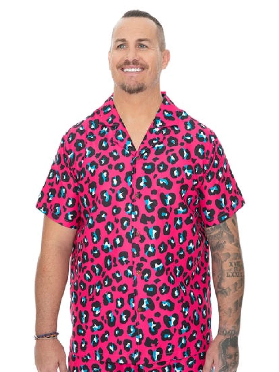 Built N Fit Men's Neon Animal Print Short Sleeve Shirt - Big & Tall Graphic Tee