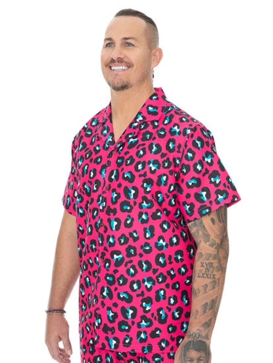 Built N Fit Men's Neon Animal Print Short Sleeve Shirt - Big & Tall Graphic Tee