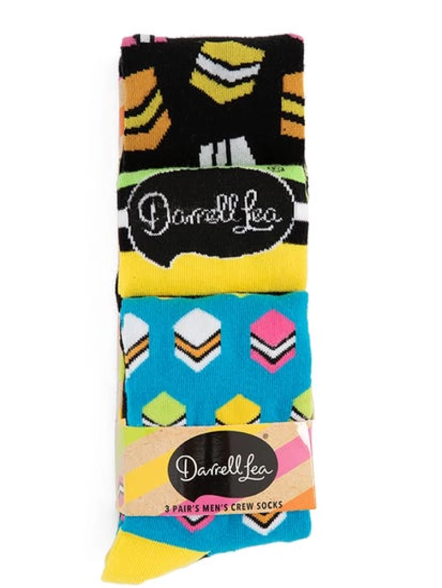 Darrell Lea Men's Liquorice Allsorts Novelty Socks 3-Pack - Fun Colorful Gift